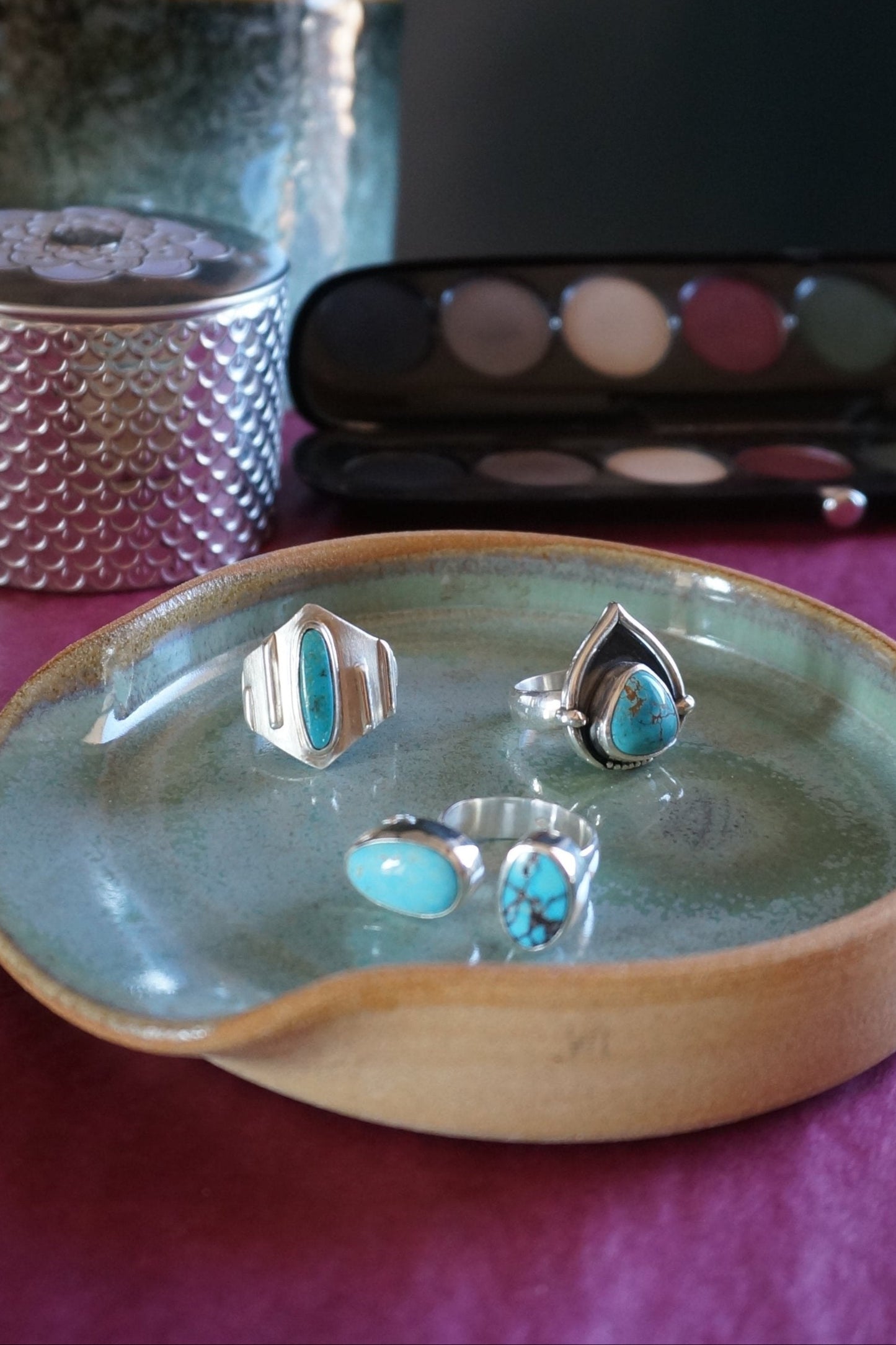 bague large argent turquoise unique artisanale france