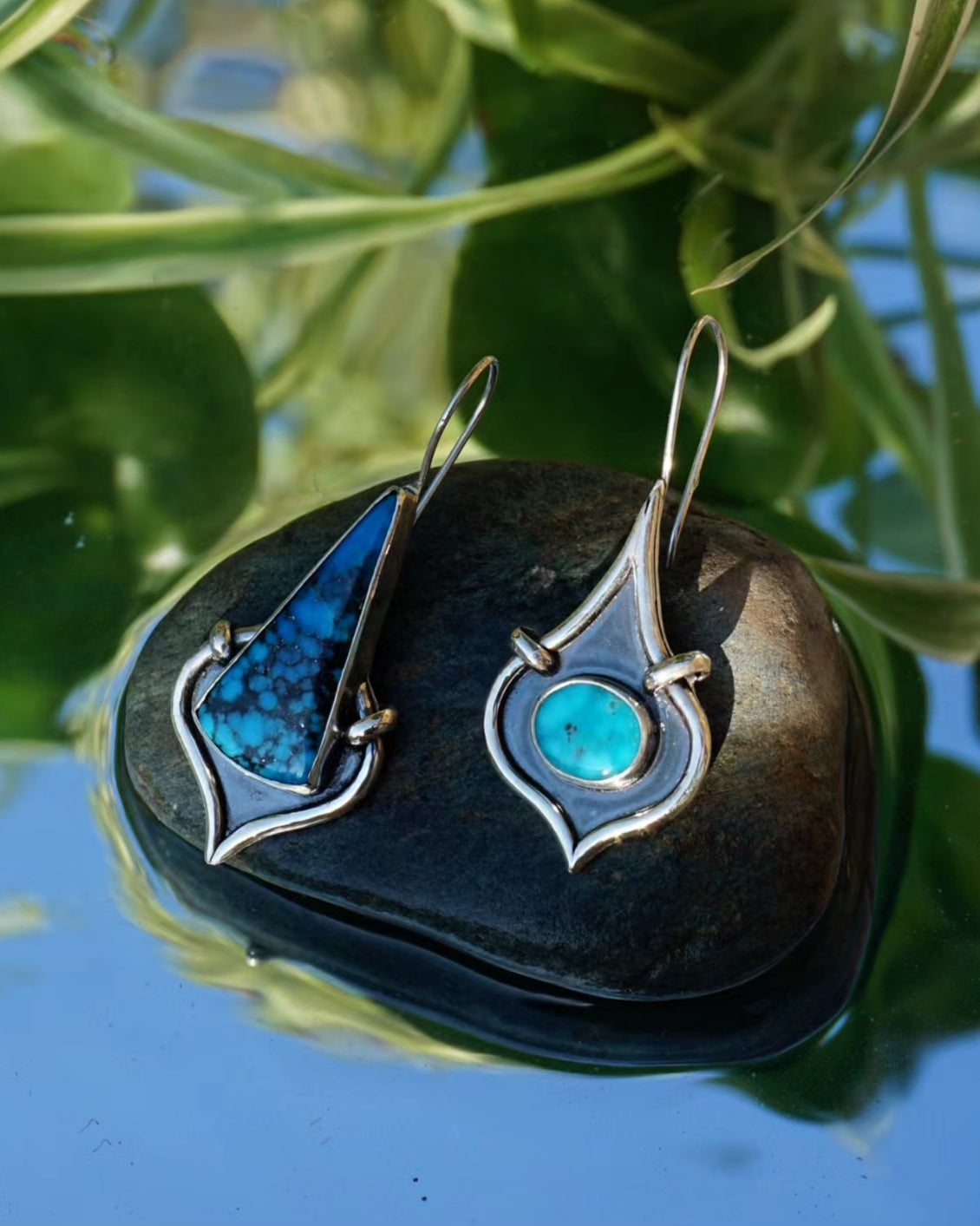 Cenotes - Turquoise Asymmetrical Earrings