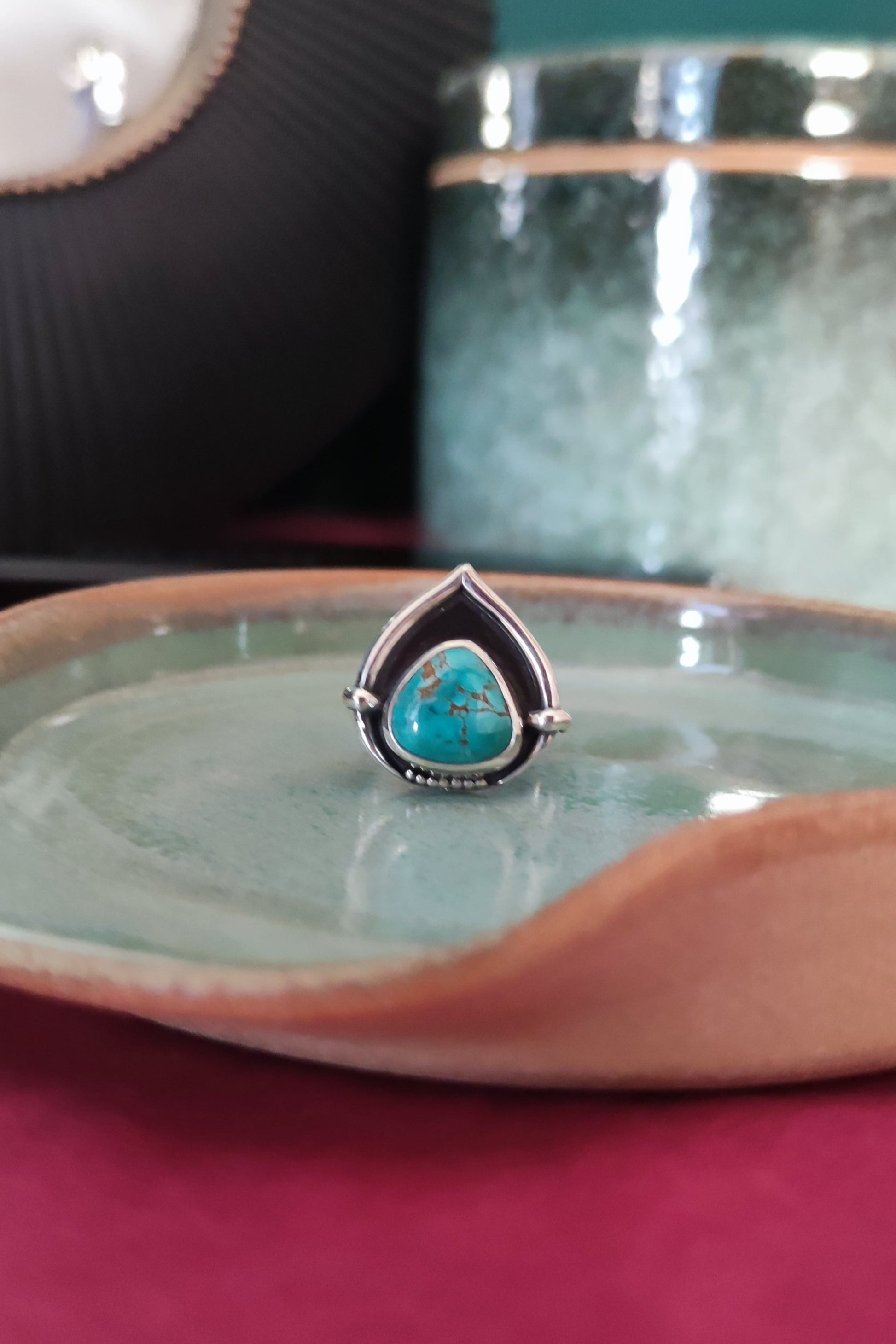 bague unique turquoise véritable argent design original fabrication artisanale france