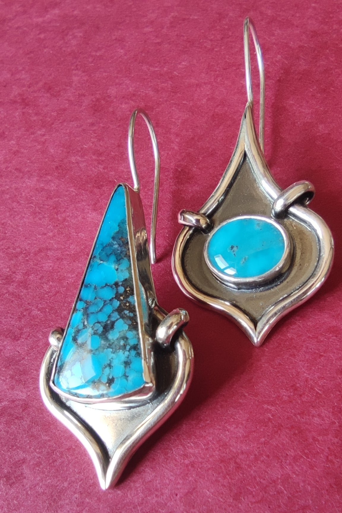 boucles d'oreilles earrings originales atypiques turquoise argent fait main handmade france