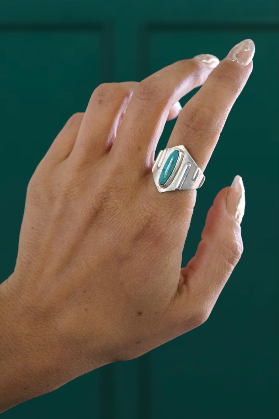 bague turquoise véritable argent artisanat francais